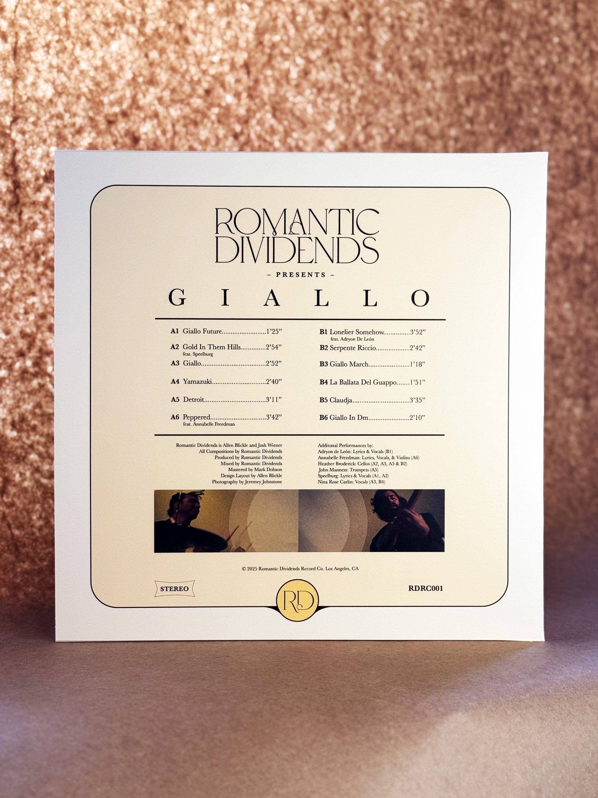GIALLO LP jacket back cover